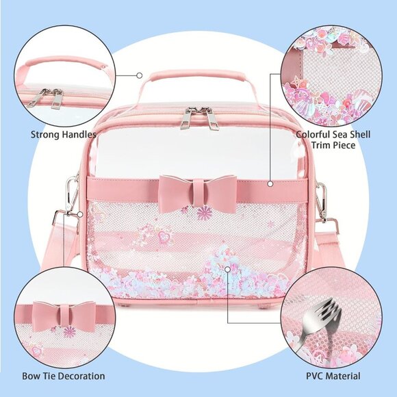 Heart-Shaped Sparkly Clear Bag - Stadium Approved, Perfect for Every Occasion - Picture 4 of 6